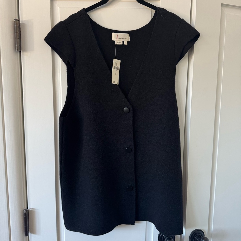 Anthropologie Black Sleeveless Sweater Vest